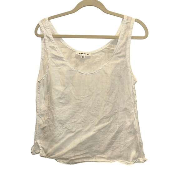 Jabe European white linen sleeveless shell top 44 38 bust M - Picture 1 of 3